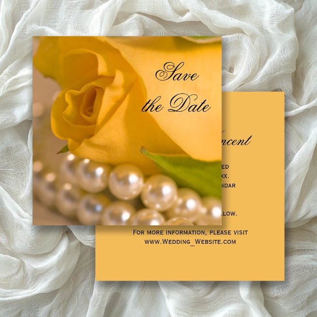 Gelbe Rose und Perlen Hochzeit Sichern Sie das Dat Save The Date (Von Creator hochgeladen)