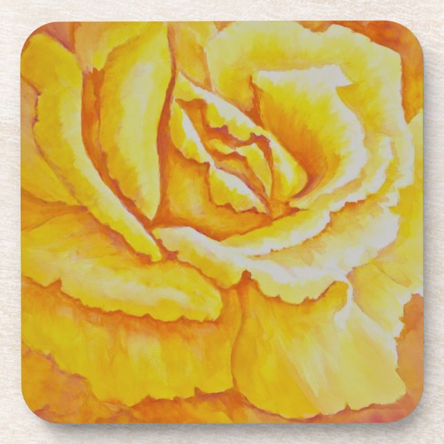 Gelbe Rose Untersetzer (Vorderseite)