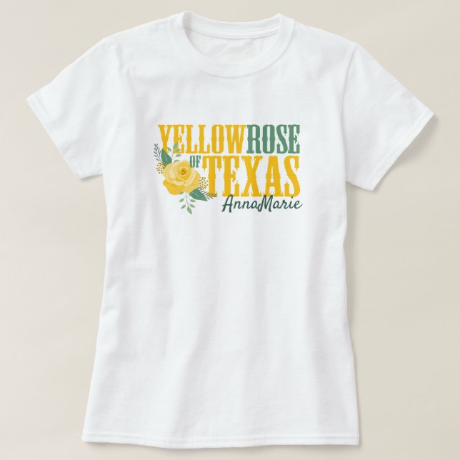 Gelbe Rose von Texas - Single Rose T-Shirt (Design vorne)
