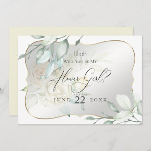 Gelbe Rose werden mein Blumenmädchen sein Einladung