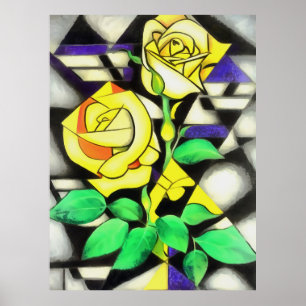 Gelbe Rosen Abstrakte geometrische Kunst Poster
