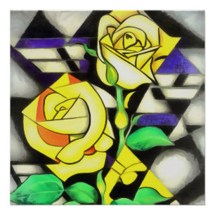 Gelbe Rosen Abstrakte geometrische Kunst Poster