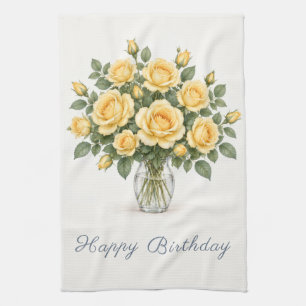 Gelbe Rosen Alles Gute zum Geburtstag Geschirrtuch