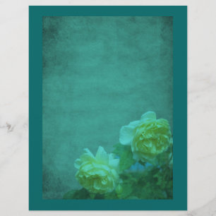 Gelbe Rosen Aqua Blue Floral Scrapbook