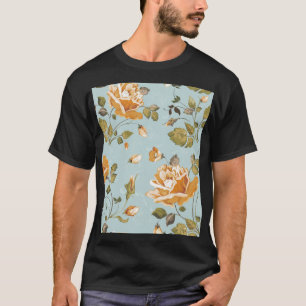 Gelbe Rosen Blau Hintergrund Wallpaper T-Shirt