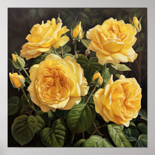 Gelbe Rosen Blume Art Print Poster