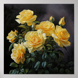 Gelbe Rosen Blume Art Print Poster