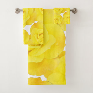 Gelbe Rosen-Blume-Muster Badhandtuch Set