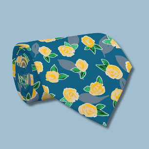 Gelbe Rosen-Blumen-Botanik-Tasche Krawatte