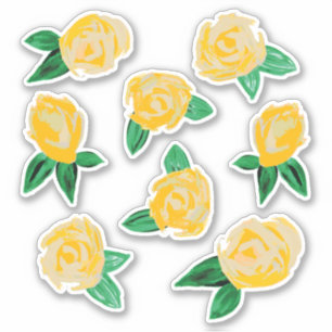 Gelbe Rosen Blumenaufkleber Aufkleber