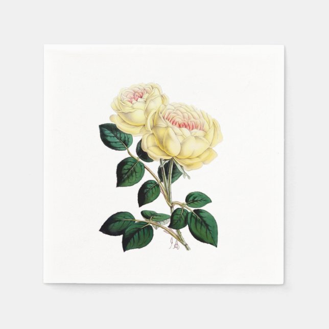 Gelbe Rosen Blumenpapier Napkins Serviette (Vorderseite)