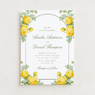 Gelbe Rosen-Blumenrahmen-Hochzeitseinladung Einladung