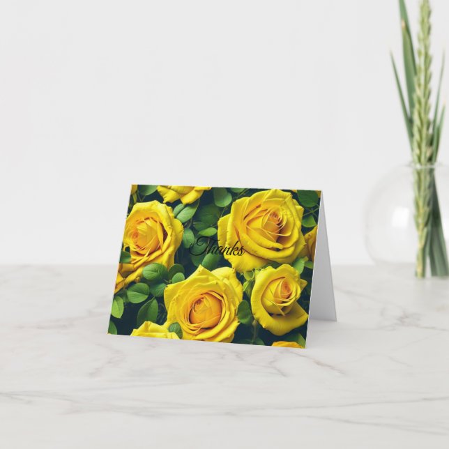 Gelbe Rosen Dankeskarte (Vorderseite)