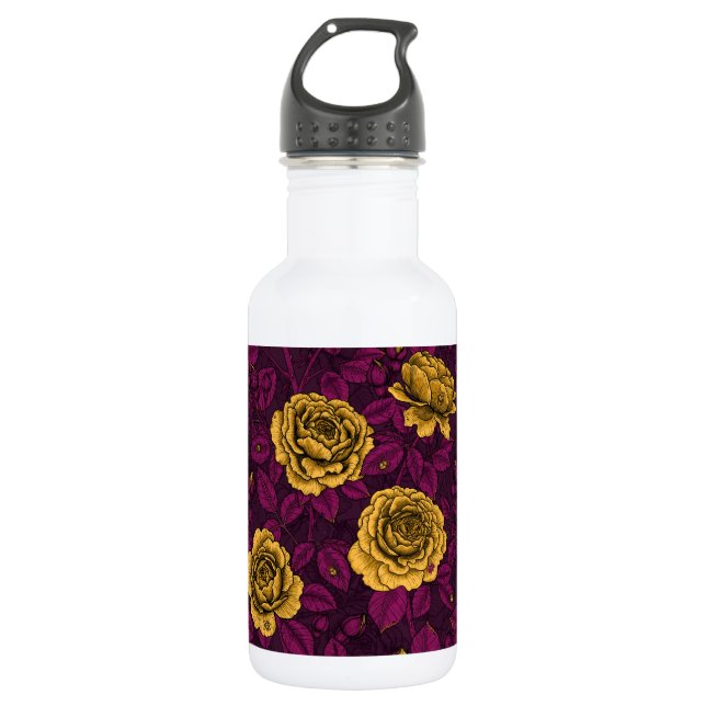 Gelbe Rosen Edelstahlflasche (Vorderseite)
