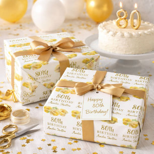 Gelbe Rosen Floral 80. Geburtstagsfeier Geschenkpapier