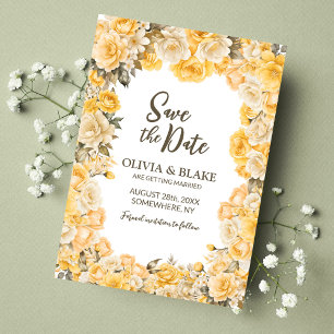 Gelbe Rosen Florale Hochzeit Save The Date