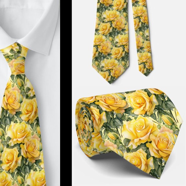 Gelbe Rosen Frühlingsblüte Krawatte (Von Creator hochgeladen)