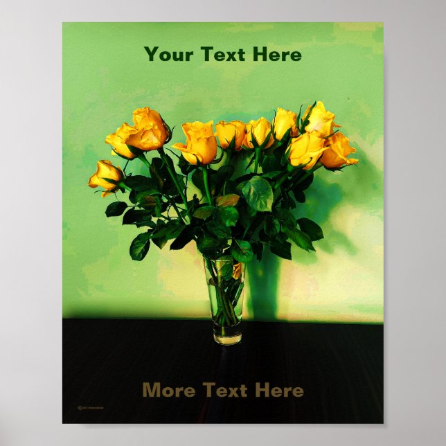 Gelbe Rosen gegen das Plakat der grünen Mauer (Vorne)