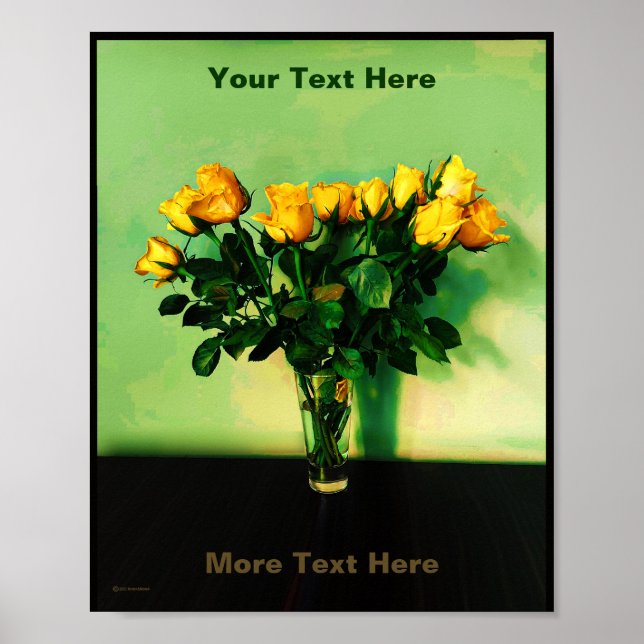 Gelbe Rosen gegen das Plakat der grünen Mauer (Vorne)