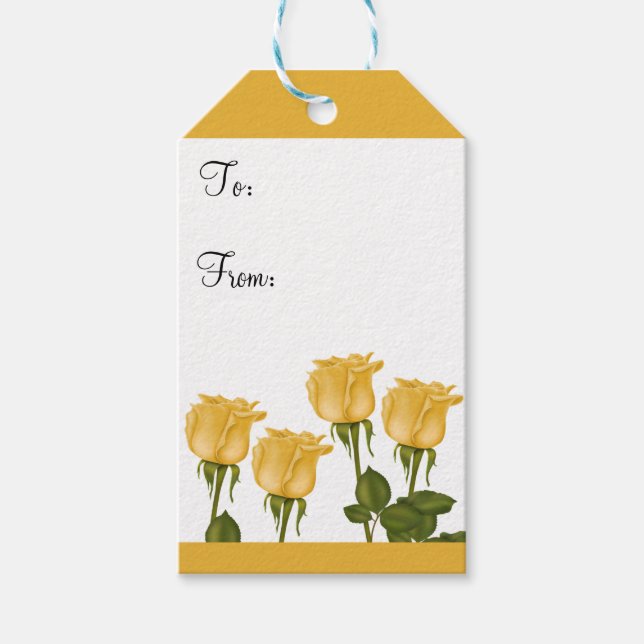 Gelbe Rosen Geschenkanhänger (Vorderseite)