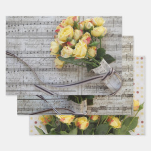 Gelbe Rosen Geschenkpapier Set