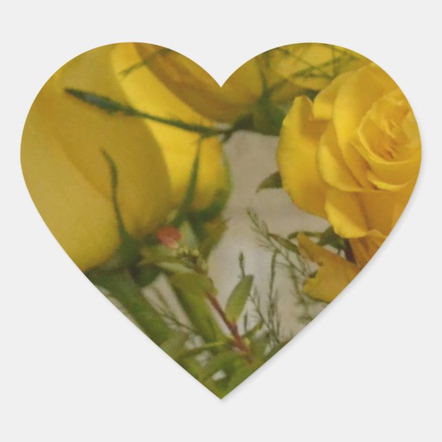 Gelbe Rosen Herz-Aufkleber (Vorderseite)