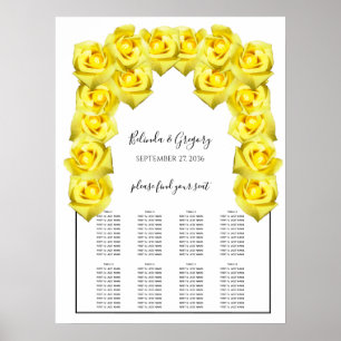 Gelbe Rosen Hochzeitstabelle Poster