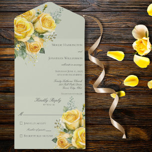 Gelbe Rosen in einer Hochzeit All In One Einladung
