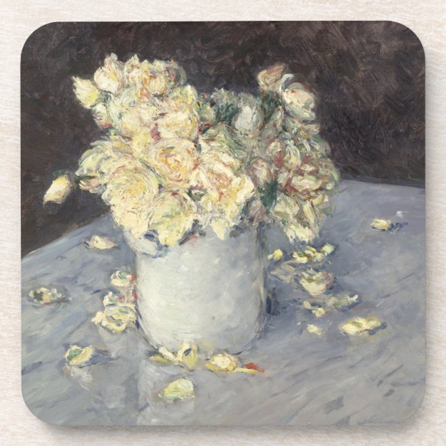 Gelbe Rosen in einer Vase von Caillebott Impressio Getränkeuntersetzer (Vorderseite)