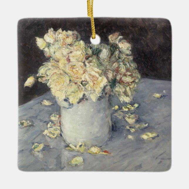 Gelbe Rosen in einer Vase von Caillebott Impressio Keramikornament (Vorderseite)