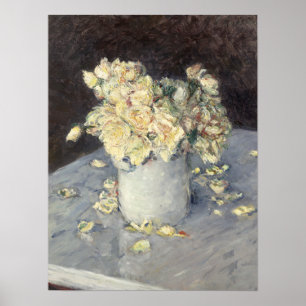 Gelbe Rosen in einer Vase von Caillebott Impressio Poster