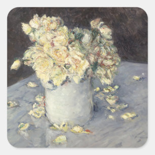 Gelbe Rosen in einer Vase von Caillebott Impressio Quadratischer Aufkleber