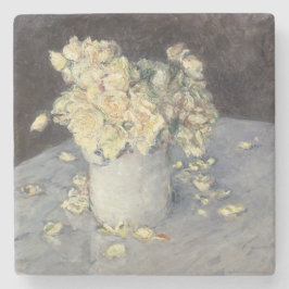 Gelbe Rosen in einer Vase von Caillebott Impressio Steinuntersetzer