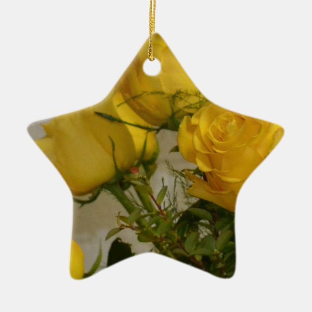 Gelbe Rosen Keramik Ornament (Vorne)