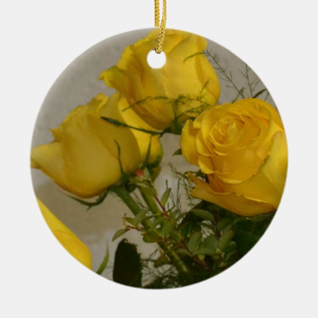 Gelbe Rosen Keramikornament (Vorne)
