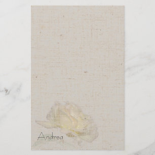 Gelbe Rosen-Leinenblick-Briefpapier Briefpapier