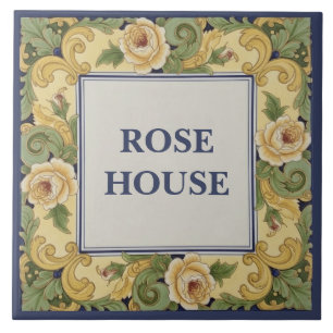 Gelbe Rosen Namensschild für Häuser - Schild - Pla Fliese