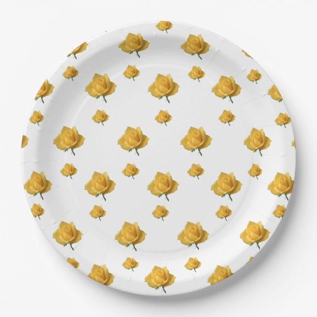 Gelbe Rosen Pappteller (Vorderseite)
