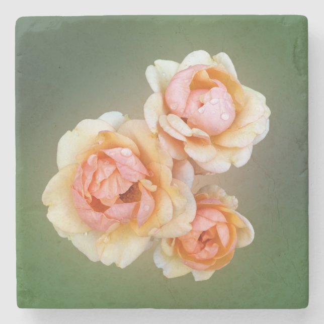 Gelbe Rosen Steinuntersetzer (Vorderseite)