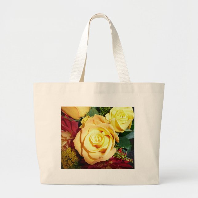 Gelbe Rosen-Tasche Jumbo Stoffbeutel (Vorne)