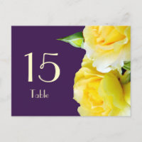 Gelbe Rosen Tischnummer Postkarte