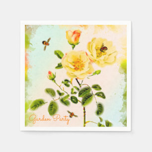 Gelbe Rosen und Bienengarten Party Serviette