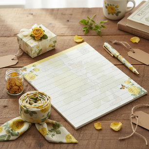 Gelbe Rosen und Schmetterlinge Notizblock