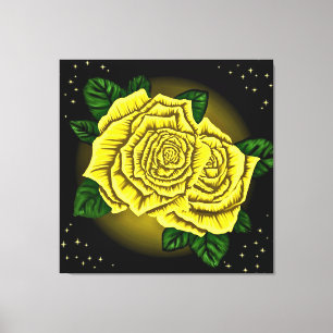 Gelbe Rosen und Sterne Leinwanddruck