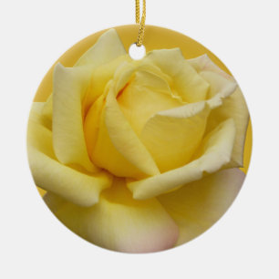 Gelbe Rosen-Verzierungs-personalisierte Keramik Ornament