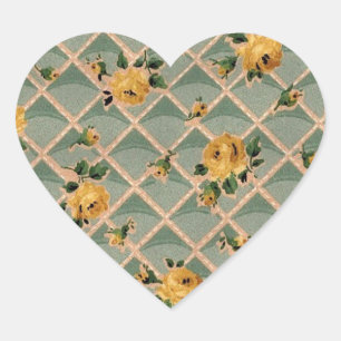 Gelbe Rosen-Vintage Tapete - Aufkleber