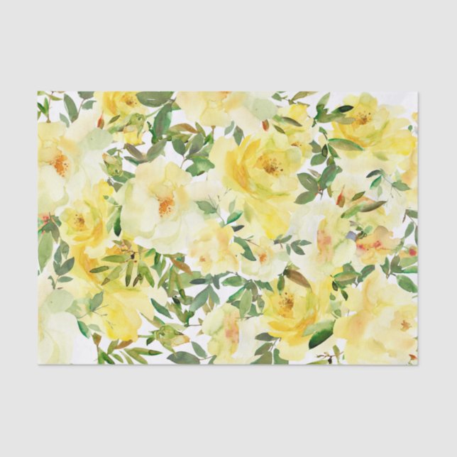 Gelbe Rosen Vintages Dekoupage Tissue Paper Seidenpapier (Vorderseite)