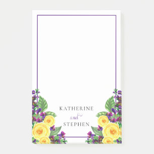 Gelbe Rosen   Violets Boho Floral Wedding Details Post-it Klebezettel