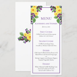 Gelbe Rosen | Violets Boho Floral Wedding Menu Menükarte
