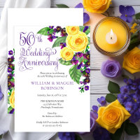 Gelbe Rosen Violett 50. Hochzeitstag Party